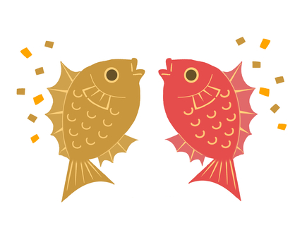 おめで鯛(金×赤) めで鯛,鯛,魚,お祝い,年賀状,ゴールド,和風,縁起物,おめでたい,祝い事のイラスト素材