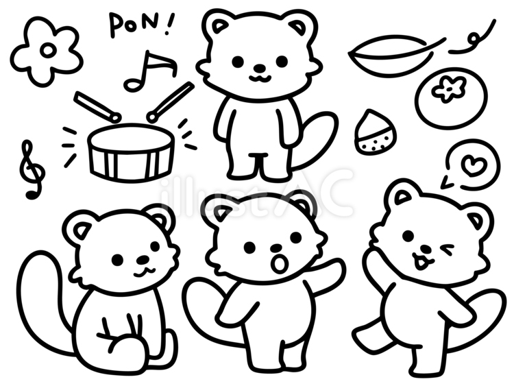 ぽんぽこたぬき たぬき,生き物,動物のイラスト素材