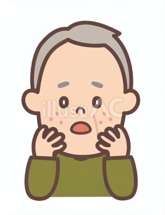 肌荒れしてしまったおじいさん 肌荒れ,アレルギー,肌トラブルのイラスト素材