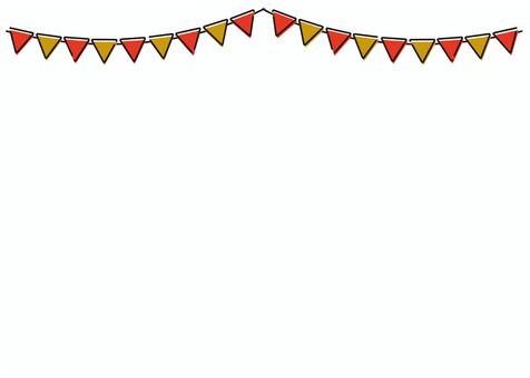 ガーランドフレーム（縁取り）赤×金 ガーランド,フラッグガーランド,金,赤,旗,三角,フレーム,装飾,イベント,パーティのイラスト素材