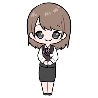 スーツで立つ女性　郵便局員 郵便局員,スーツ,受付,仕事,立ち絵,全身,ビジネス,営業,業務,役職のイラスト素材