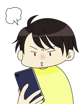 スマホを見てプンプンしてる男性 人物,スマホ,ネットサーフィン,怒る,プンプン,イライラ,男性,携帯電話,スマートフォン,閲覧のイラスト素材