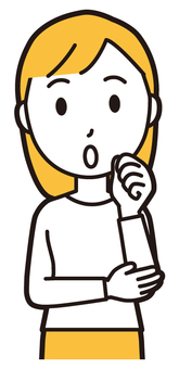  ロングヘア女性(黄)-360-バスト 考える,女性,女の子,人物,かわいい,なるほど,納得,聞く,表情,感情のイラスト素材