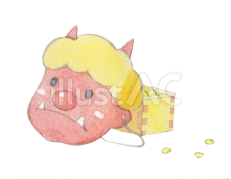 節分 節分,豆まき,鬼のお面のイラスト素材