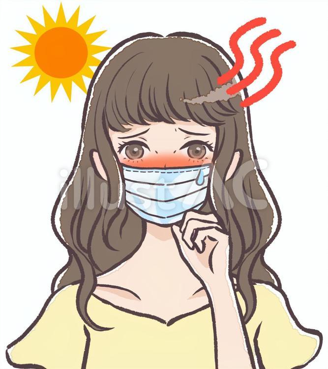 マスクで熱中症になった女性のイラスト 女性,人物,マスクのイラスト素材