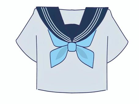 セーラー服 制服,セーラー服,セーラー,青,服,学生,半袖,夏,夏服,青春のイラスト素材