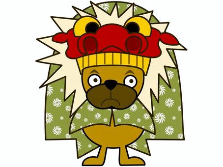 New Year's card material-dog lion dance, dog, shishimai, new year's card, JPG and PNG