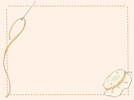 刺繍のフレーム　オレンジ背景 刺繍,フレーム,手芸,裁縫,ソーイング,針,糸,刺繍枠,手作り,クラフトのイラスト素材