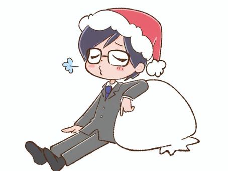 スーツの男性 サンタ帽 スーツの男性 サンタ帽 クリスマス,ため息,疲れ,一休み,座る,休憩,サンタ帽,サンタコスプレ,仮装,会社員のイラスト素材
