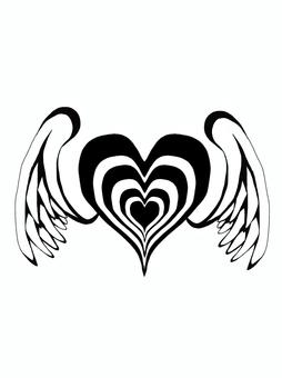 バレンタイン・翼の生えたハート バレンタイン,トライバル,ハート,翼,タトゥーのイラスト素材