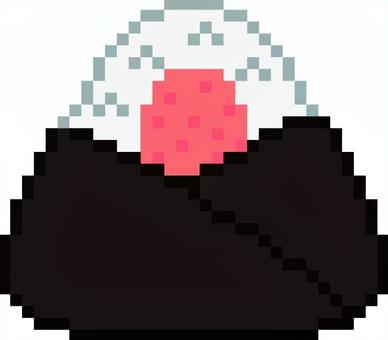 ドット絵のたらこおにぎりです。 ドット絵,梅,おにぎり,シンプル,ご飯,米,海苔,お弁当,和食,具材のイラスト素材