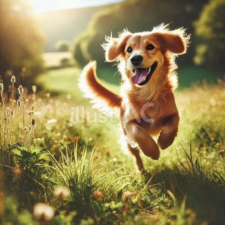 犬 犬,草原,走るのイラスト素材