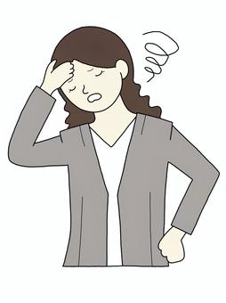 頭痛の女性② 女性,人物,アイコン,トラブル,困惑,頭痛,失敗,問題,課題,ビジネスのイラスト素材