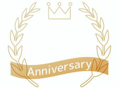 Anniversary・王冠とリボン枠 アニバーサリー,周年,記念,創立,設立,ビジネス,月桂冠,月桂樹,ローレル,王冠のイラスト素材