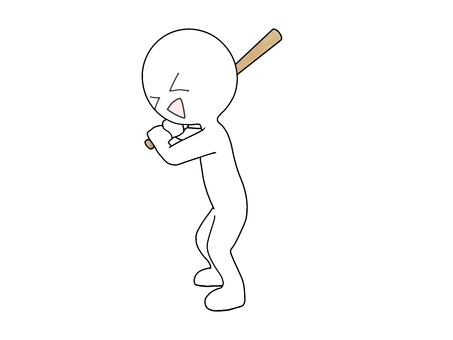 笑顔の棒人間のバッター 高校野球,野球部,クラブ活動,バッター,スポーツ,アスリート,高校球児,バット,人物,全身のイラスト素材