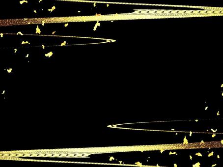 金箔と波模様の黒い和風背景 金,金箔,筆,背景,黒,波,和柄,キラキラ,和風,年賀状のイラスト素材