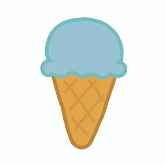 ブルーハワイアイスクリーム アイスクリーム,ブルーハワイ,コーン,食べ物,洋菓子,冷菓,１つ,単体,水色,シンプルのイラスト素材