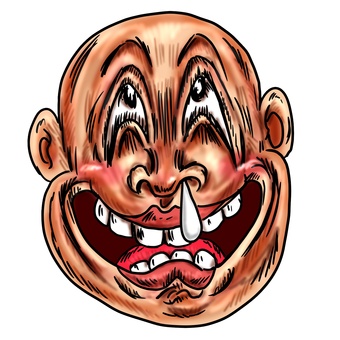 アホ面の坊主頭 アホ面,アホ,バカ,のーてんき,ひゃっほー,自由,解放,無心,幼児化,幼児退行のイラスト素材