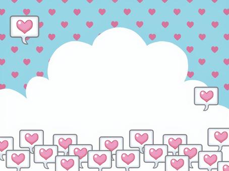 ふきだし ハート（水色）背景