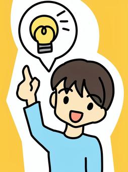 ひらめく指先　男性電球背景あり ひらめき,人物,提案,アイディア,手,男性,シンプル,かわいい,生活,電球のイラスト素材