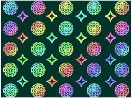 花と星の壁紙　緑 花,幾何学,模様,星,シンプル,柄,パターン,壁紙,背景,ポストカードのイラスト素材