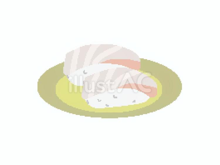 ドット絵風のヒラメの握り寿司 寿司,海老,ヒラメのイラスト素材