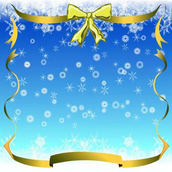 クリスマス　氷　結晶　雪　リボン