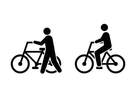自転車 ピクトグラム 自転車,ピクトグラム,アイコン,サイクリング,乗り物,人,押し歩きのイラスト素材