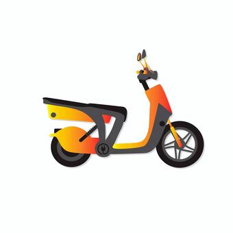 スクーター 033 電動スクーター,スクーター,バイク,オレンジ,二輪車,乗り物,ホイール,ハンドル,シート,モダンのイラスト素材