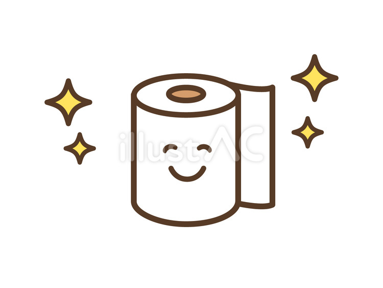 トイレットペーパー　顔　線画イラスト② トイレットペーパー,トイレ,便所のイラスト素材
