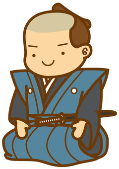 侍裃正座2-4c 侍裃正座2-4c 侍,武士,裃,正座,正装,刀,座る,着物,袴,江戸のイラスト素材