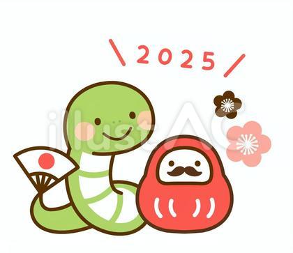 だるまとヘビの年賀状用ワンポイント