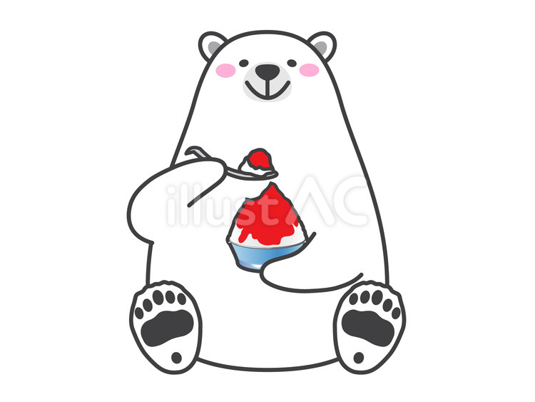 かき氷を食べるシロクマ かき氷,シロクマ,ホッキョクグマのイラスト素材