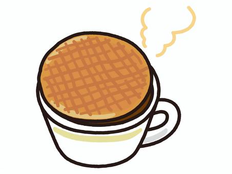 オランダ発祥の伝統菓子ストロープワッフル ストロープワッフル,オランダ,オランダ料理,伝統料理,ワッフル,スイーツ,デザート,お菓子,カフェ,コーヒーのイラスト素材