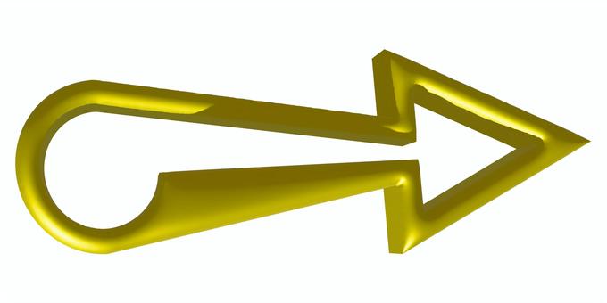 ３Ｄ風金色矢印右向き 矢印,右向き,金,黄色,立体,３ｄのイラスト素材