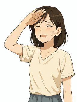 日差しを避ける20代女性