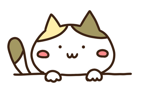 顔を覗かせるかわいい三毛猫 ねこ,覗き見,顔を出す,ひょっこり,ちらっ,のぞく,顔出し,覗く,見る,かわいいのイラスト素材