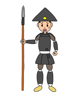 不安な戦国時代の足軽 足軽,侍,武士,鎧武者,戦士,兵士,日本,和風,歴史,日本史のイラスト素材
