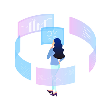 データを分析しているキャリアウーマン 分析,キャリアウーマン,アイソメトリック,ビジネス,テクノロジー,データベース,データサイエンス,解析,エンジニア,アナリストのイラスト素材