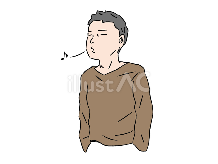 口笛を吹く男性 口笛,男性,余裕のイラスト素材