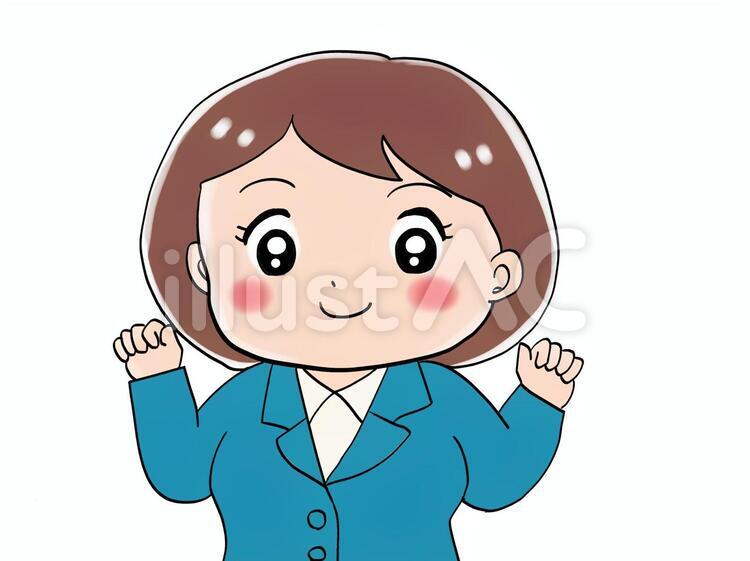 頑張る女子社員４ 頑張る,元気,応援のイラスト素材