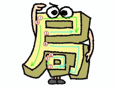 局　漢字　書き順あり 局,フォント,漢字,立体,文字絵,目,書き順,矢印,7画,可愛いのイラスト素材