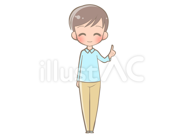 全身-指さす男性-笑顔201206 男性,笑顔,説明のイラスト素材