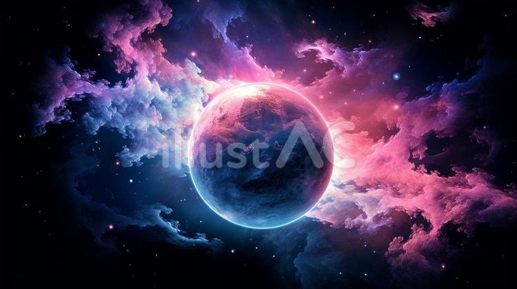 宇宙に浮かぶ神秘的な星 宇宙,星,銀河のイラスト素材