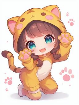 Girl cosplaying as a chibi character animal, JPG Girl cosplaying as a chibi character animal, chibi character, deformed, tiny, JPG