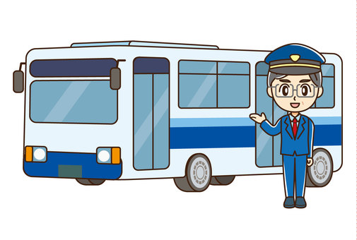 バスの運転手（年配男性） 運転手,バス,バスドライバー,制服,人物,男性,案内,交通機関,帽子,仕事のイラスト素材