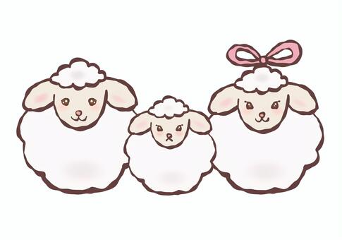 かわいい家族羊の年賀状素材、未年アイコン 未,未年,羊,土鈴,寿,祝,正月,元旦,アイコン,年賀状素材のイラスト素材