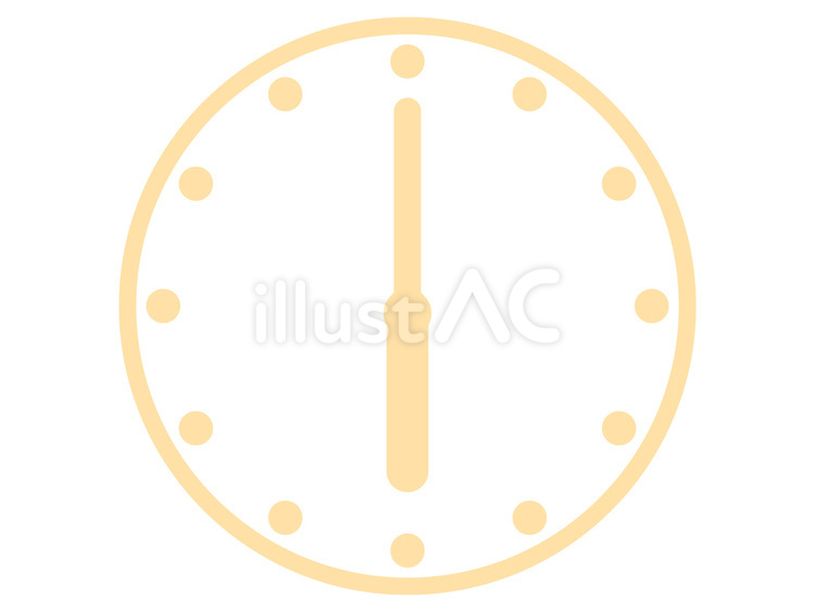 黄色の6時の時計アイコン 6時,時計,時間のイラスト素材