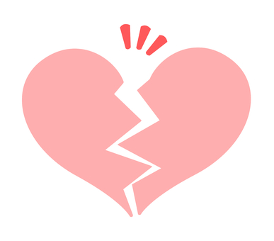 ハート・敗れる・ブレイクハート 失恋,ブレイクハート,ハート,ヒビ,アイコン,気持ち,敗北,マークのイラスト素材