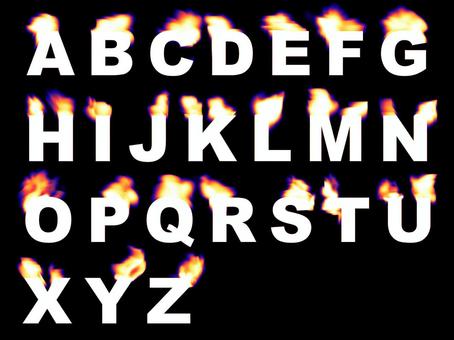 炎をあげるアルファベット　大文字 炎,火,ファイヤー,発火,燃える,文字,白,大文字,アルファベット,英文字のイラスト素材